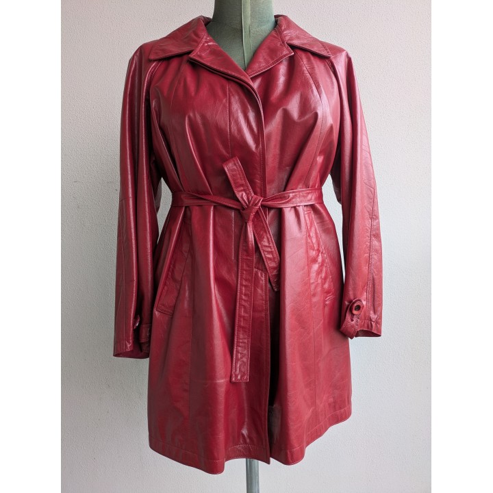 Trench nuovo foderato in pelle lungo