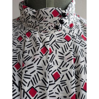 Camicia fantasia bianca rossa e nera