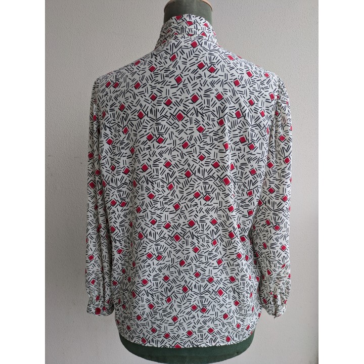 Camicia fantasia bianca rossa e nera