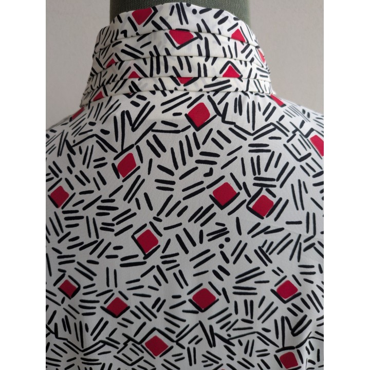 Camicia fantasia bianca rossa e nera