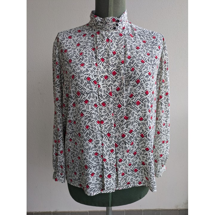 Camicia fantasia bianca rossa e nera