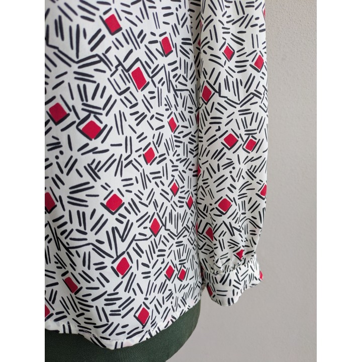 Camicia fantasia bianca rossa e nera