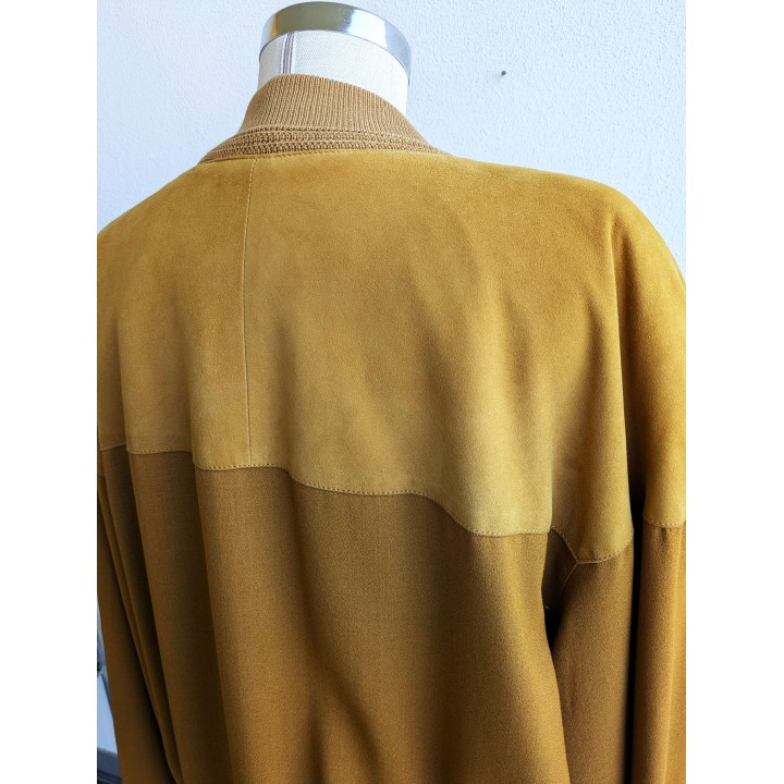 Giubbotto scamosciato con inserti in lana