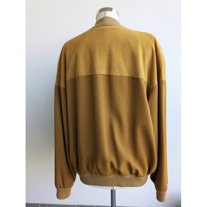 Giubbotto scamosciato con inserti in lana