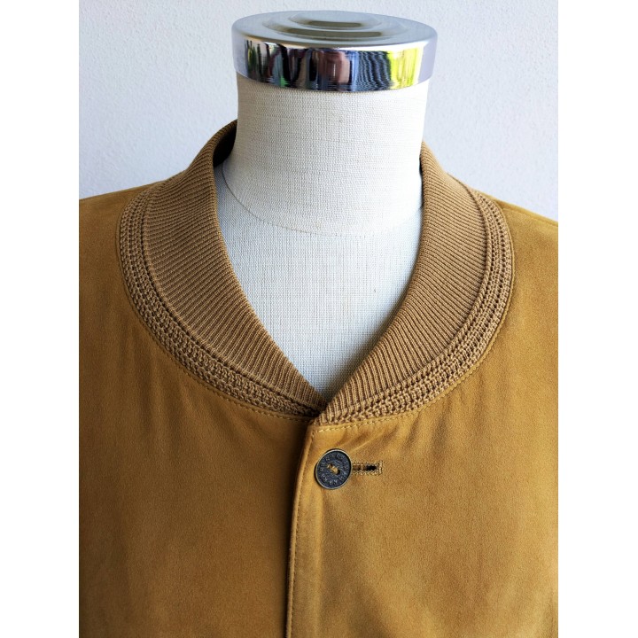 Giubbotto scamosciato con inserti in lana