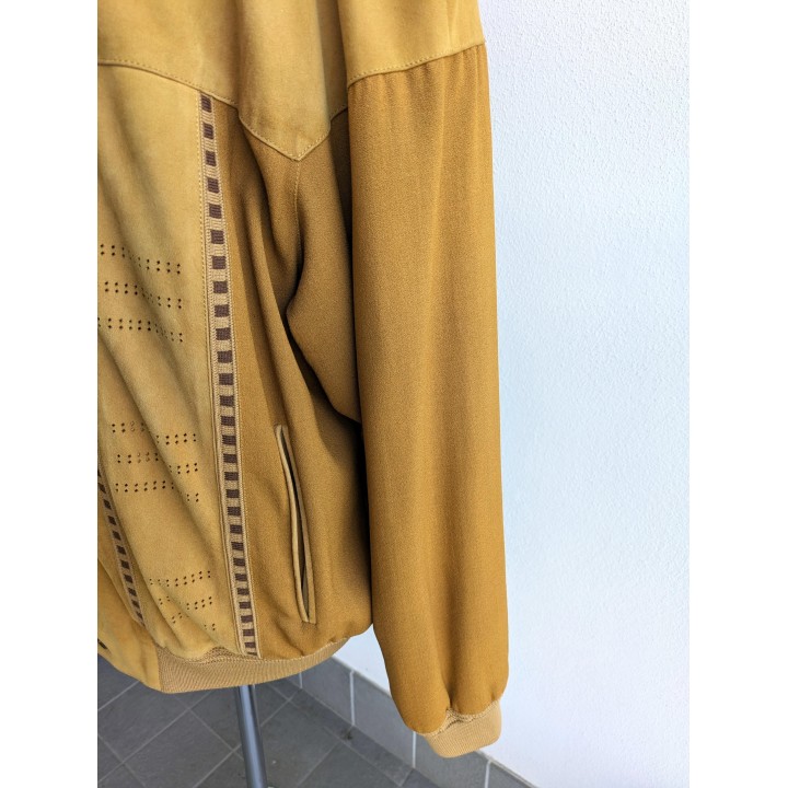 Giubbotto scamosciato con inserti in lana