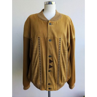 Giubbotto scamosciato con inserti in lana