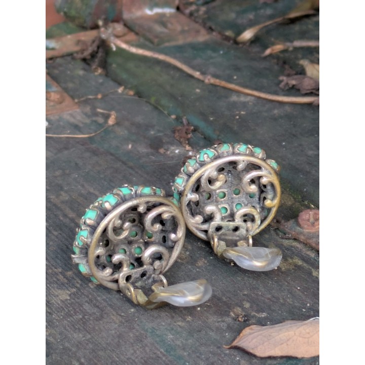 orecchini vintage turchesi con clip