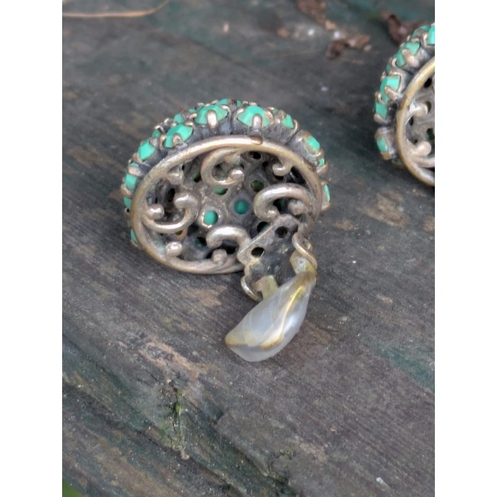 orecchini vintage turchesi con clip