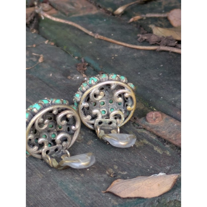orecchini vintage turchesi con clip