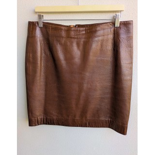 Gonna in pelle marrone