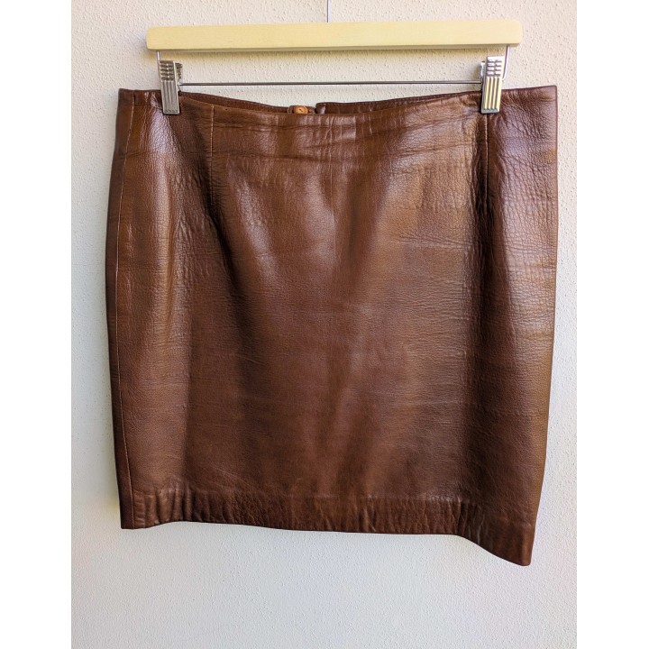 Gonna in pelle marrone