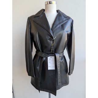 Trench nuovo foderato in pelle corto