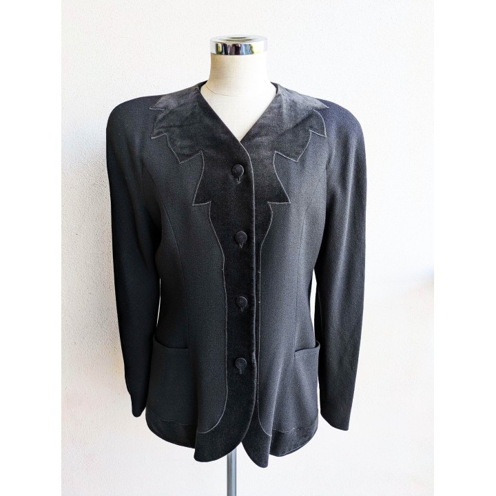 Giacca in lana con inserti in velluto