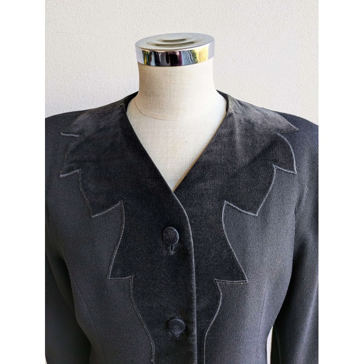 Giacca in lana con inserti in velluto