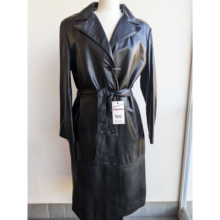 Trench nuovo foderato in pelle lungo