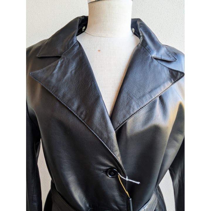 Trench nuovo foderato in pelle lungo