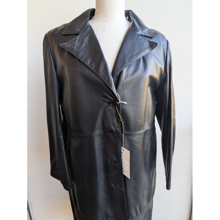 Trench nuovo foderato in pelle lungo