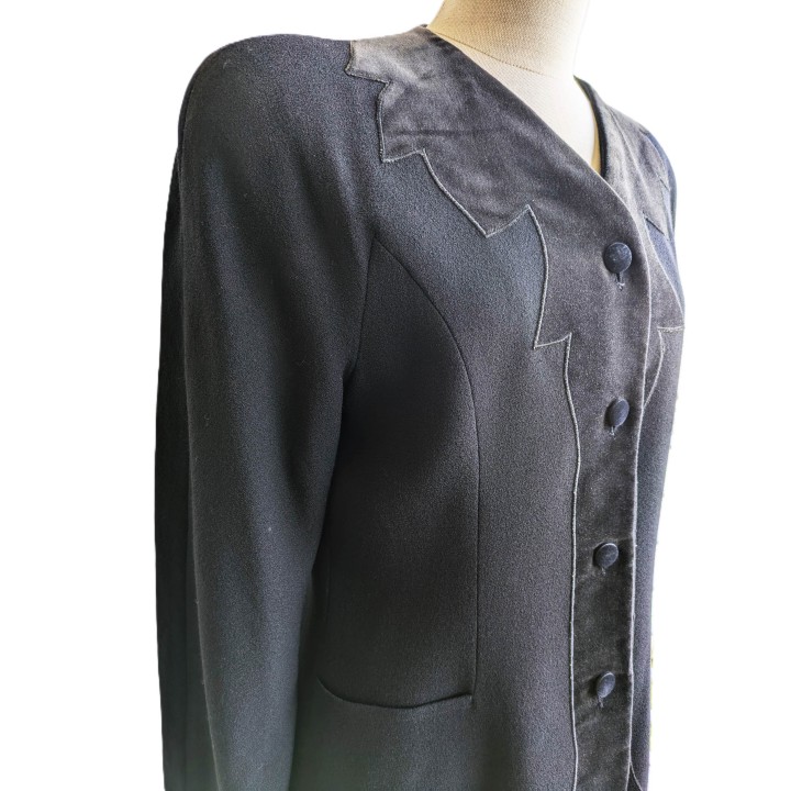 Giacca in lana con inserti in velluto